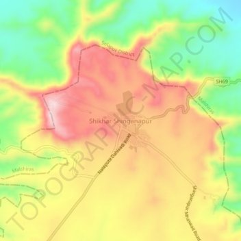 Mapa topográfico Shikhar Shinganapur, altitud, relieve