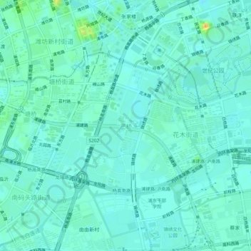 Mapa topográfico Yanqiao, altitud, relieve