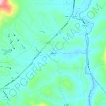 Mapa topográfico Lodebar, altitud, relieve