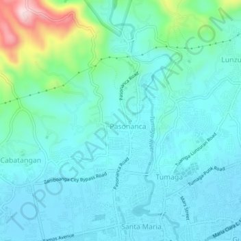 Mapa topográfico Pasonanca, altitud, relieve