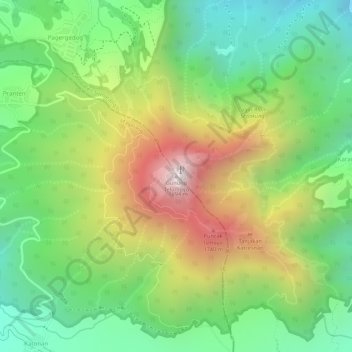 Mapa topográfico Mount Telomoyo, altitud, relieve