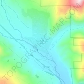 Mapa topográfico Crested Butte South, altitud, relieve