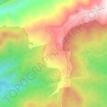 Mapa topográfico Siouane, altitud, relieve