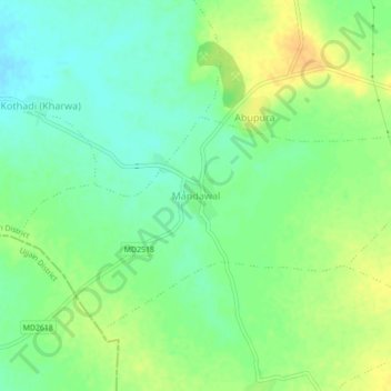 Mapa topográfico Mandawal, altitud, relieve