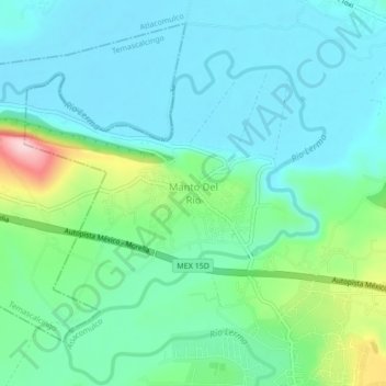 Mapa topográfico Manto Del Rio, altitud, relieve