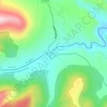 Mapa topográfico Puebla de San Miguel, altitud, relieve