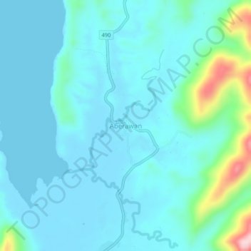 Mapa topográfico Aberawan, altitud, relieve