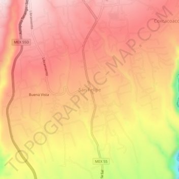 Mapa topográfico San Felipe, altitud, relieve