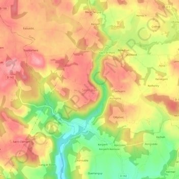 Mapa topográfico Saint-Jean, altitud, relieve
