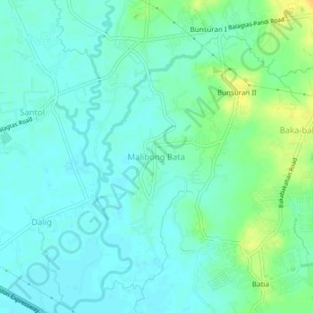 Mapa topográfico Malibong Bata, altitud, relieve