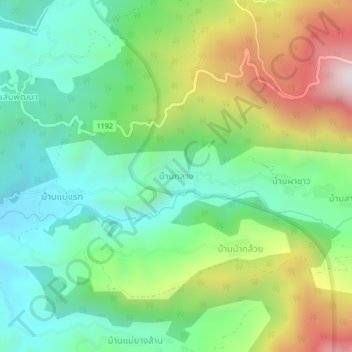 Mapa topográfico Ban Klang, altitud, relieve