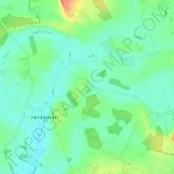 Mapa topográfico Earls Common, altitud, relieve