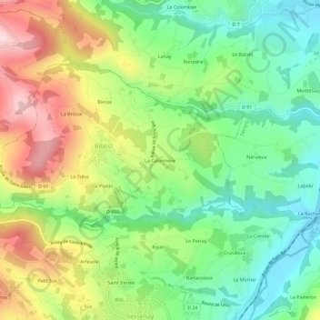 Mapa topográfico La Calonnière, altitud, relieve
