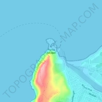 Mapa topográfico Punta Tucapel, altitud, relieve