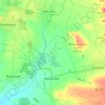 Mapa topográfico Kąty, altitud, relieve