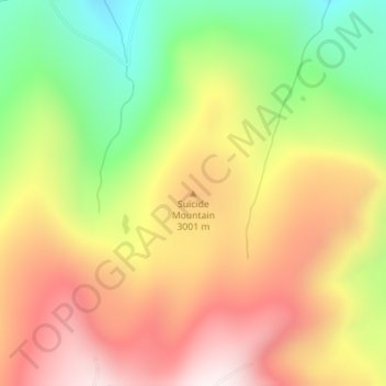 Mapa topográfico Suicide Mountain, altitud, relieve