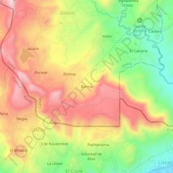 Mapa topográfico Borma, altitud, relieve