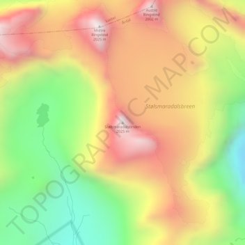 Mapa topográfico Stølsmaradalstinden, altitud, relieve