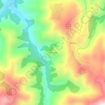 Mapa topográfico Espinaredo, altitud, relieve