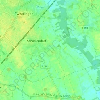 Mapa topográfico Stöttinghausen, altitud, relieve