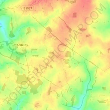 Mapa topográfico Moor Green, altitud, relieve
