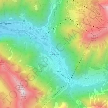 Mapa topográfico Alba - Dèlba, altitud, relieve