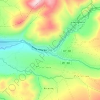 Mapa topográfico Tinki, altitud, relieve