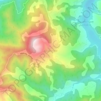 Mapa topográfico Loutropigi, altitud, relieve