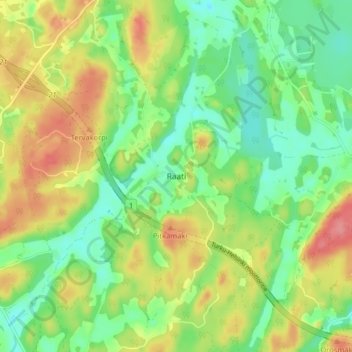 Mapa topográfico Raati, altitud, relieve