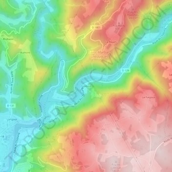 Mapa topográfico Grafeuil, altitud, relieve