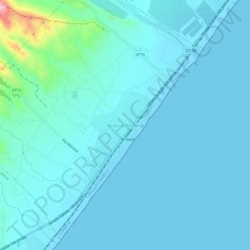 Mapa topográfico Ardore Marina, altitud, relieve