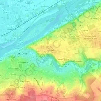 Mapa topográfico La Mothe, altitud, relieve