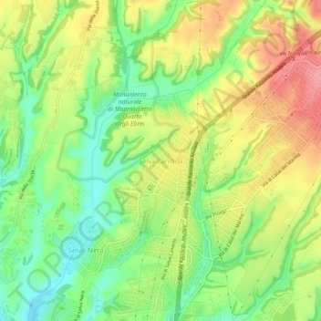Mapa topográfico Selva Candida, altitud, relieve