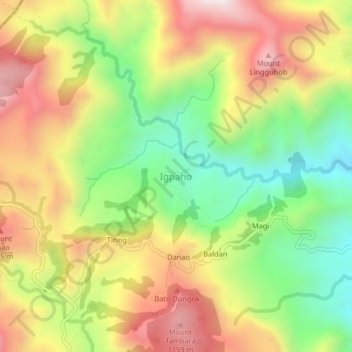 Mapa topográfico Igpaho, altitud, relieve