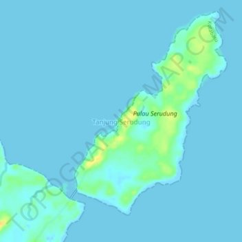 Mapa topográfico Tanjung Serudung, altitud, relieve