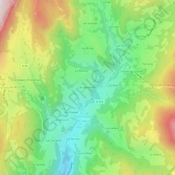 Mapa topográfico Les Martenons, altitud, relieve