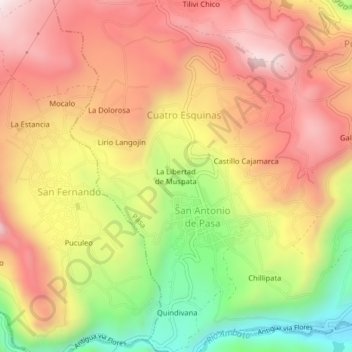 Mapa topográfico La Libertad de Muspata, altitud, relieve