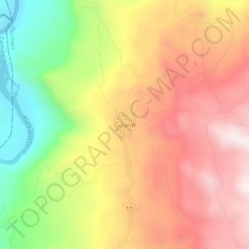 Mapa topográfico Guane, altitud, relieve