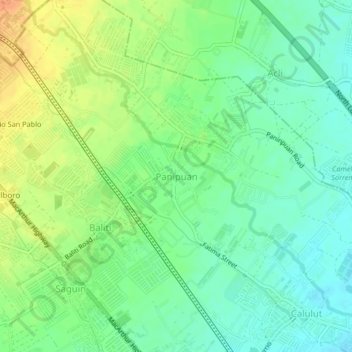 Mapa topográfico Panipuan, altitud, relieve