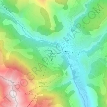 Mapa topográfico Le Seignus d'Allos, altitud, relieve