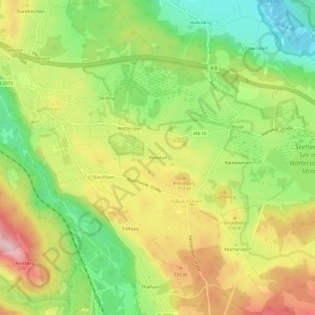 Mapa topográfico Reinthal, altitud, relieve