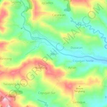 Mapa topográfico Agta, altitud, relieve