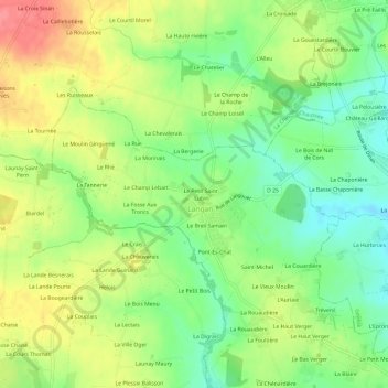 Mapa topográfico Saint-Lubin, altitud, relieve