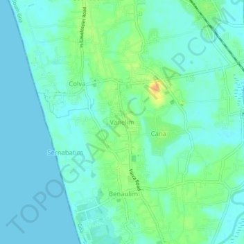 Mapa topográfico Vanelim, altitud, relieve