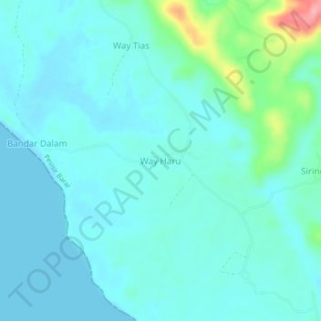 Mapa topográfico Way Haru, altitud, relieve