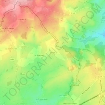 Mapa topográfico La Vie, altitud, relieve