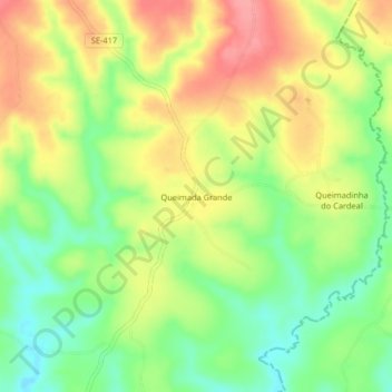 Mapa topográfico Queimada Grande, altitud, relieve