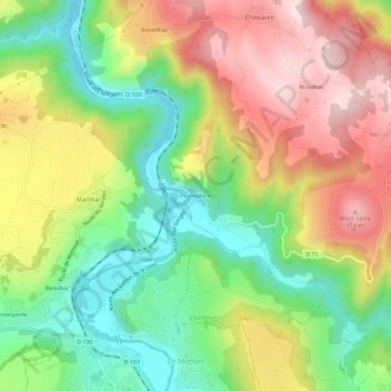 Mapa topográfico Peyredeyre, altitud, relieve