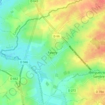 Mapa topográfico Fesmy, altitud, relieve