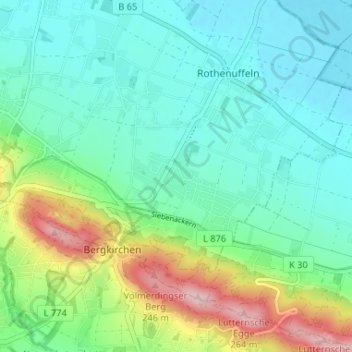 Mapa topográfico Griepshop, altitud, relieve